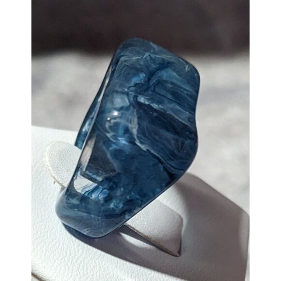 Blue Chunky Abstract Swirl Fashion Ring Size 5 1/2 - Picture 9 of 14